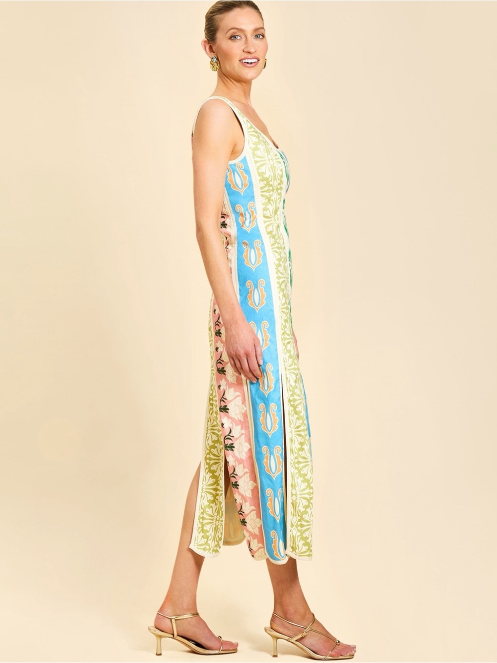 Mestiza New York Women’s Line Monte Carlo Scoop Neck Car Wash Hem Midi Dress NEW - Picture 4 of 11